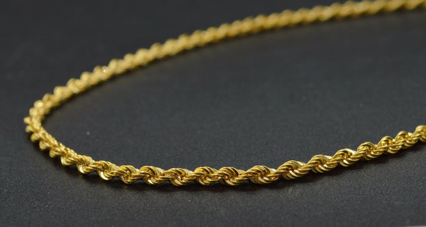 14K Yellow Solid GOLD Hollow Rope Chain Necklace 2.7mm  18" - 24"