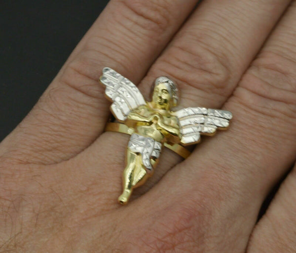 Real 10K Yellow Gold 22mm Ladies Angel Ring 2.2 grams All Sizes