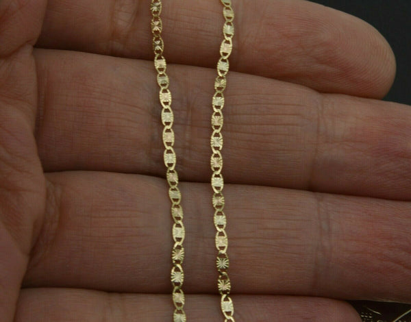 14K MULTI-COLOR GOLD  FLAT 1.8mm Valentino LINK CHAIN NECKLACE- 16" 18" 20"