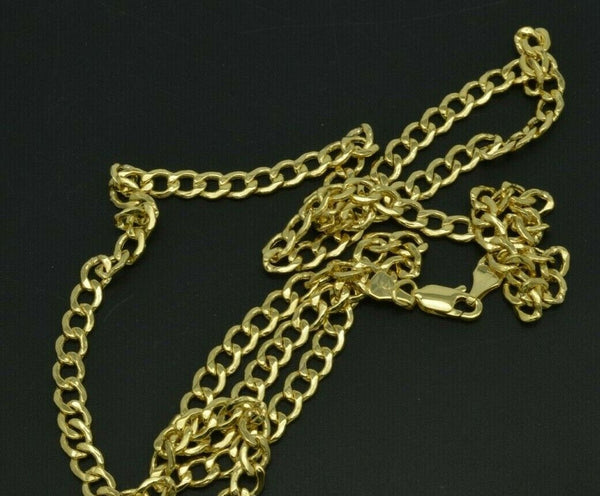 NEW 14k Real Yellow Gold 4.5mm Cuban Curb Link Chain 18" - 24"