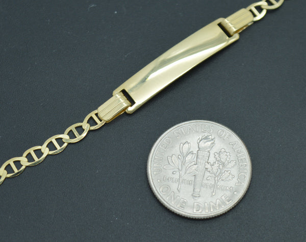 REAL 10K Yellow Gold 5.5" Mariner ID baby Children's Bracelet + Engraving 2.2gr