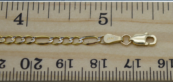 REAL 10K Yellow Gold 7" Figaro Link Id Bracelet + Engraving 2.3gr