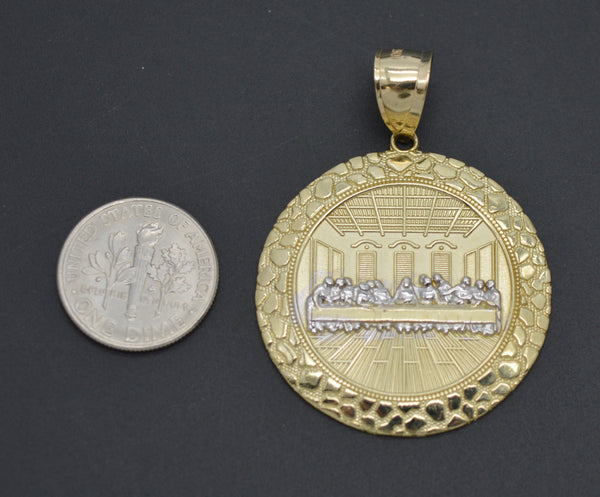 Real 10k Gold Last Supper Round Jesus Medallion Charm Pendant 41.1 mm 7.7 gr.jpg