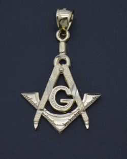 Real 10K Solid Yellow Gold Shiny Freemason Masonic Charm Pendant 2.4 grams