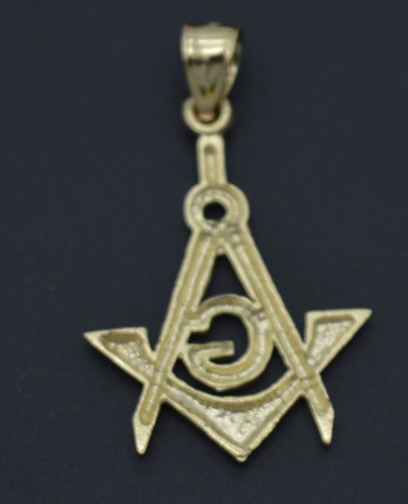 Real 10K Solid Yellow Gold Shiny Freemason Masonic Charm Pendant 2.4 grams