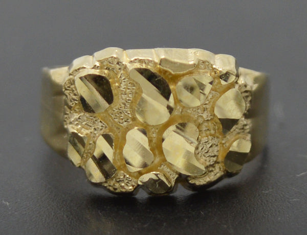 Real 10k Yellow Solid Gold Shiny Kids Nugget Oval Pinky Ring 1.4 gr Size 3.5