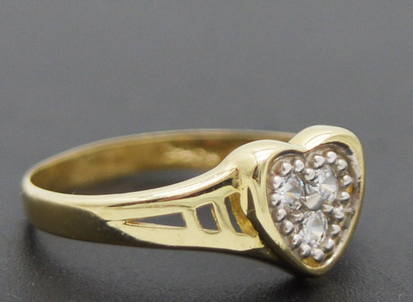 Real 10k Yellow Solid Gold Shiny Heart CZ Pinky Children's Ring 1.1 gr Size 3.5