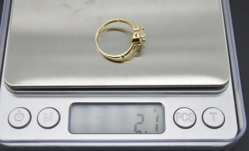 Real 10K Solid Yellow Gold Shiny CZ Texture Heart Charm Ring 2.1gr All Sizes