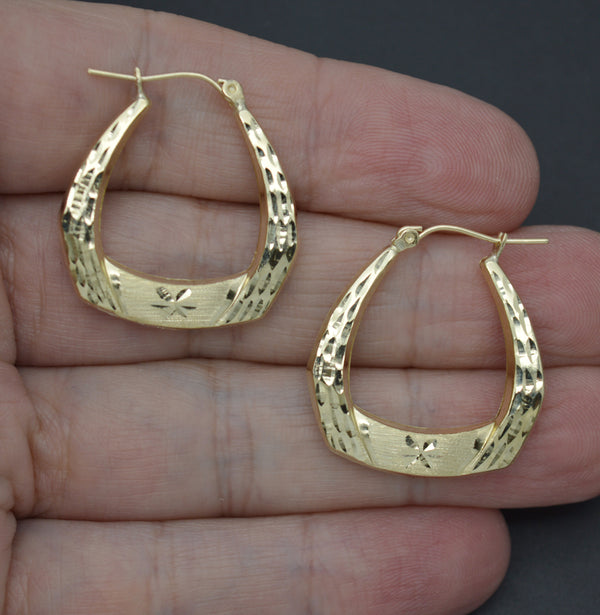 Real 10K Solid Yellow Gold 29mm Shiny Diamond Cut Graduated Hoop Earrings 2.5gr.jpg