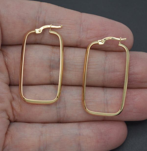 Real 14K Solid Yellow Gold Shiny 36x20mm Rectangular Shape Hoop Earrings 2.0gr.jpg