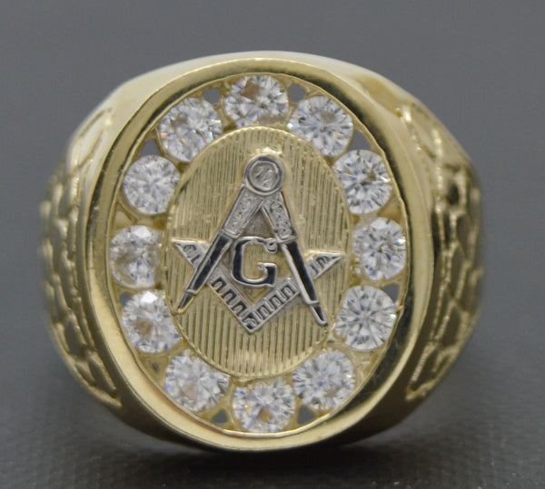 Real 10K Solid Yellow Gold 19mm CZ Master Freemason Masonic Ring 7.0gr ALL Sizes.jpg