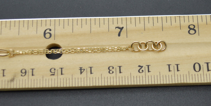 Real 14K Yellow Solid Gold Shiny 7.5" Linked Chain Key With Lock Bracelet 2.5 gr