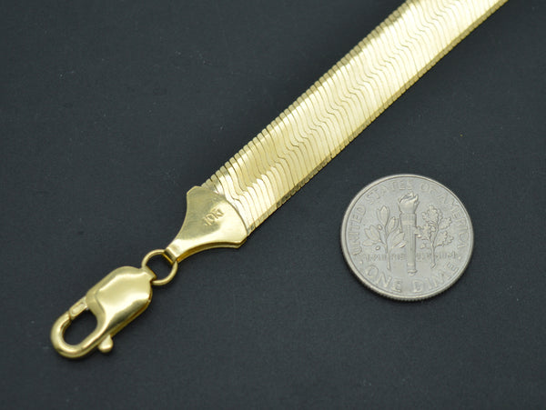 Real 10K Solid Yellow Gold Shiny High Polished 9gr Herringbone Bracelet 7''- 8''