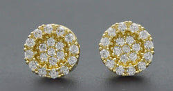 Real 10K Solid Yellow Gold 8mm Men's CZ Charm Halo Round Cut Stud Earrings 1.7gr.jpg