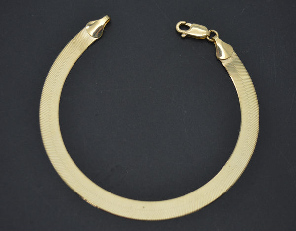 Real 10K Solid Yellow Gold 4.2gr High Polished Shiny Herringbone Bracelet 7"-8"