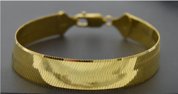 Real 10K Solid Yellow Gold High Polished Shiny 11.9gr Herringbone Bracelet 7"-8"