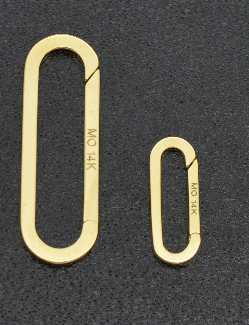 Real 14k Solid Yellow Gold Connector Paperclip Push Clips Lock Set Sizes S L