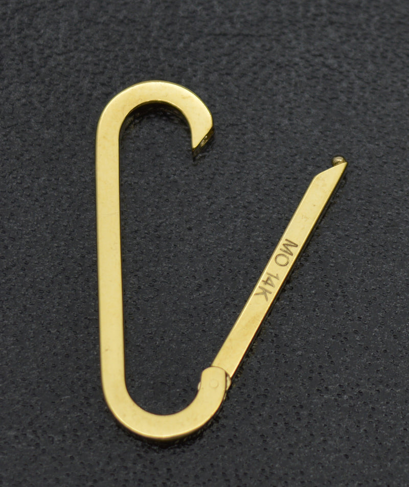 Real 14k Solid Yellow Gold Connector Paperclip Push Clips Lock Set Sizes S L