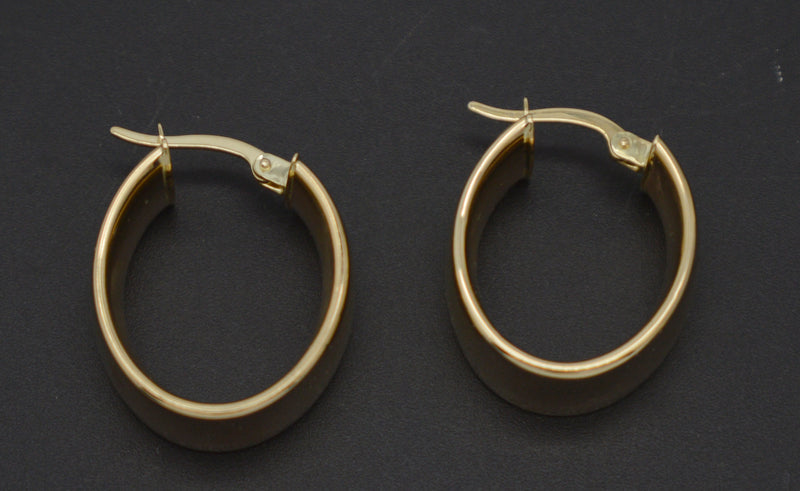 Real 14K Solid Yellow Gold Shiny Charm Round Hoop Clip Post Earrings 3.2gr.jpg