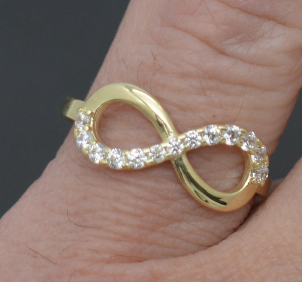 Real 10K Solid Yellow Gold 7mm CZ Infinity Knot Engagement Ring 1.5gr All Sizes.jpg