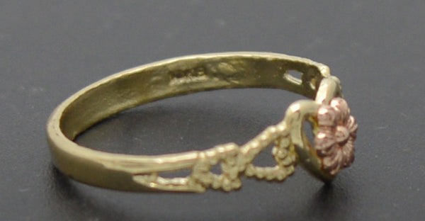 Real 10k Yellow Solid Gold Shiny Flower Heart Framed Kids Ring 0.9 gr Size 3.5