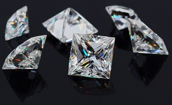 Real Moissanite Princess Cut Loose Gem Stone W. GRA Certificate VVS1 D All Sizes.jpg