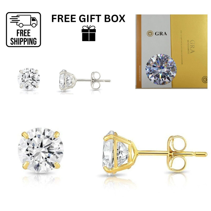 Real 14K Gold Round Moissanite GRA Certified D-VVS1 Push Back Stud Earrings.jpg