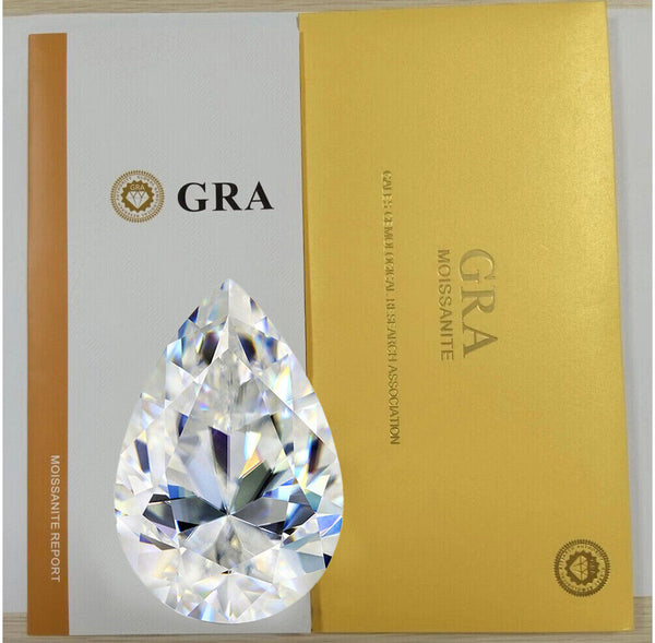 Real Loose Moissanite Pear Cut Gem Stone W. GRA Certificate VVS1 D All Sizes.jpg