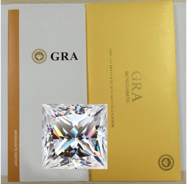 Real Moissanite Princess Cut Loose Gem Stone W. GRA Certificate VVS1 D All Sizes.jpg
