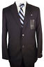 #Y395 NEW ALFANI Solid Black Wool Blend Two Button Suit 40R/34W $450