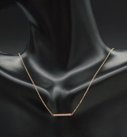 PM173 14k Solid Rose Gold Stick Bar Necklace chain