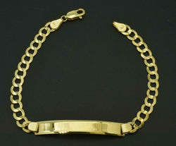 REAL 10K Yellow Gold 8" Engravable ID 7.2g Cuban Link Men Bracelet +Engraving