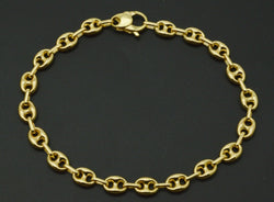 Real 14K Yellow Gold 7.5mm Mens Puffed Mariner Gucci Link Chain Bracelet 8.8gr