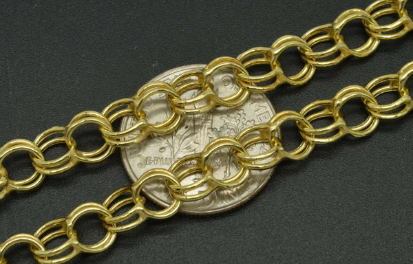 10K Yellow Solid Gold Charm 5mm Oval Chain Bracelet 2.7gr 7 1/2''