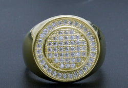 Real Solid 10K Yellow Gold Mens Hip Hop Round Micro Pave cz Ring ALL Sizes