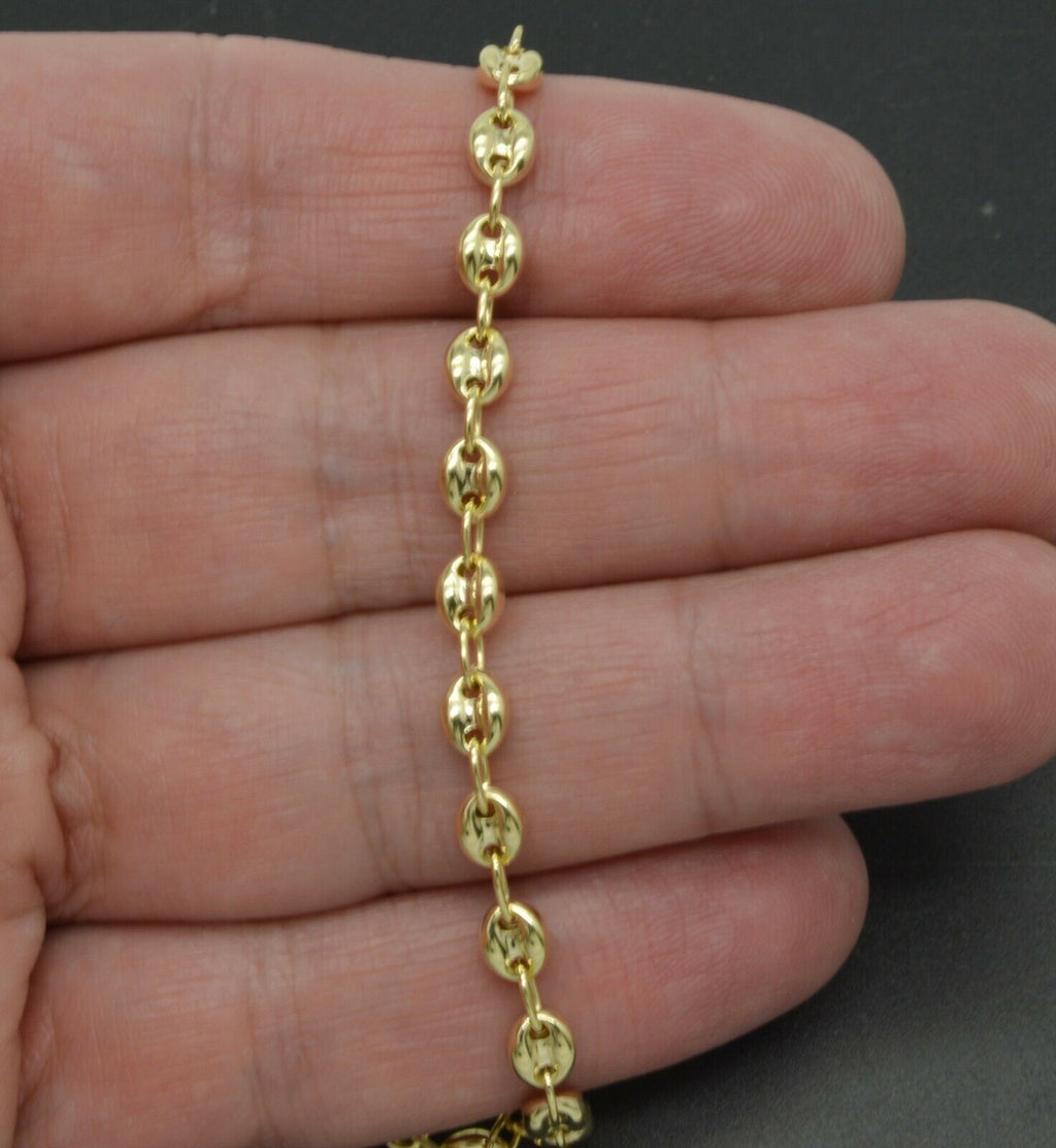10K Yellow REAL GOLD Puffed Mariner Gucci Link Chain Necklace