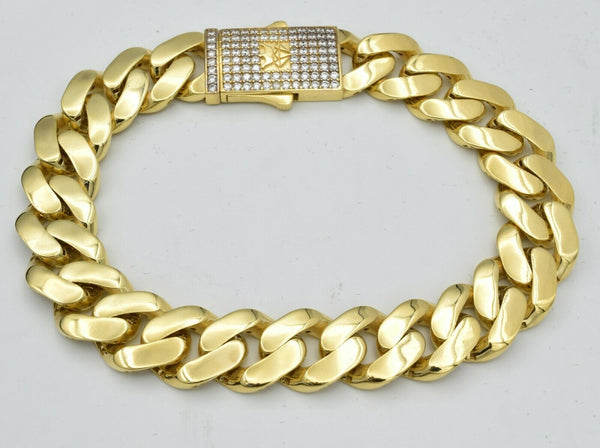 10k Real Yellow Gold Mens 13mm Miami Cuban Curb Chain Bracelet 8 1/2" 23.6gr