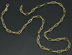 14K Yellow REAL GOLD Paper Clip Link 3mm Chain Necklace 16'' 18'' 20" 22''