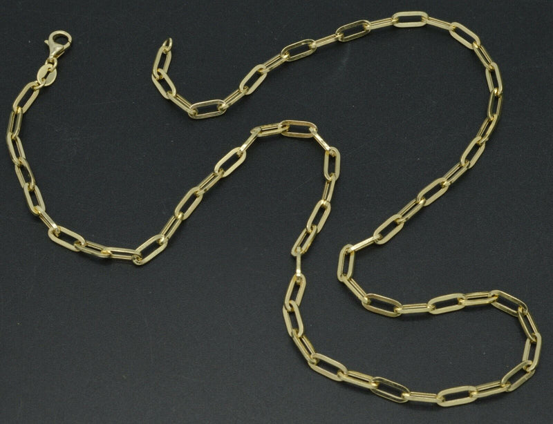 14K Yellow REAL GOLD Paper Clip Link 3mm Chain Necklace 16'' 18'' 20" 22''