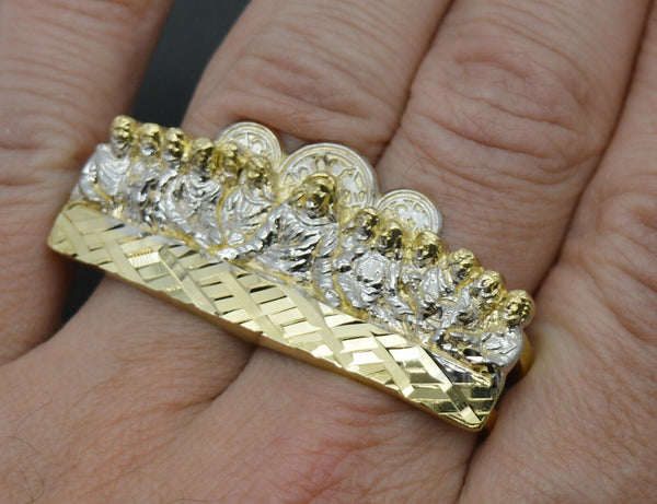 10K Yellow Gold Men's  Last Supper Two Finger Ring