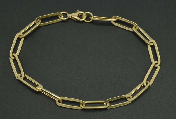 Real 14k Yellow Gold Paper Clip Link Bracelet 4.5mm 71/4''.jpg