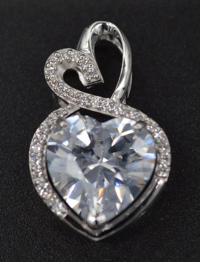 PM23 3.00ct Created Diamond White Heart Cut Pendant 14k Soild White Gold