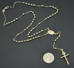 10k Solid Yellow Gold Rosary virgin Mary Jesus Cross Necklace 24'' 6.2 gr