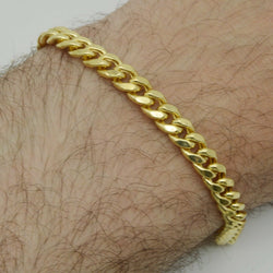 Mens 6.5mm 10k Real Yellow Gold Miami Cuban Curb Chain Bracelet. 8 1/2" 10.8gr