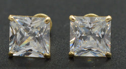 1.5ct Created Diamond Princess-Cut Earrings 14k Solid Yellow Gold ScrewBack