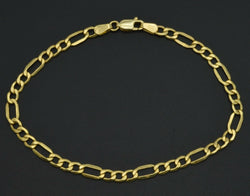 Real 10K Yellow Gold Figaro Link Bracelet  7'' 8''