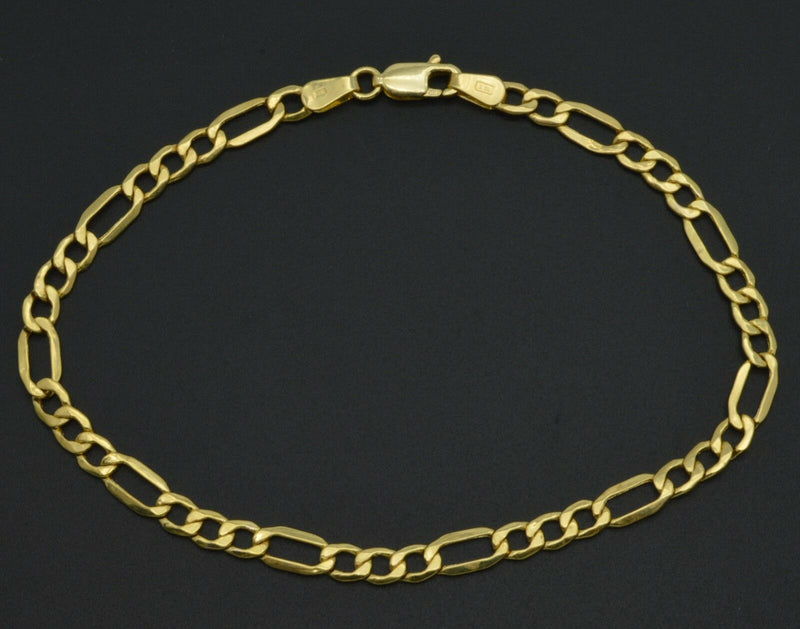 Real 10K Yellow Gold Figaro Link Bracelet  7'' 8''