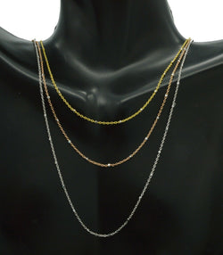 14K Solid Gold Yellow White Rose fancy Bead Station Necklace 16" 18'' 20''-24''