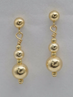 New 14K Solid Yellow Gold 6mm- 4mm Drop Earrings