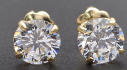 You14K Solid Gold 2.00CT Created Diamond Round Cut Basket Stud Earrings